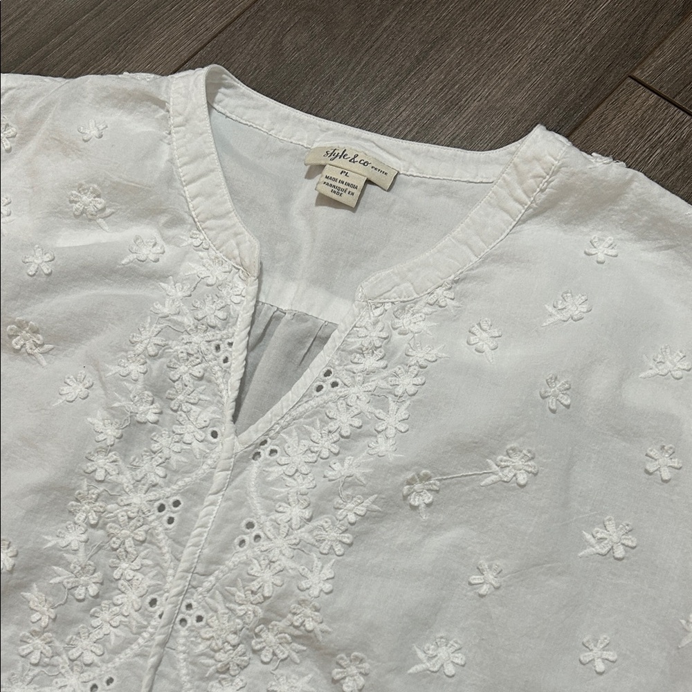 Style & Co. Women's Ivory Floral Blouse